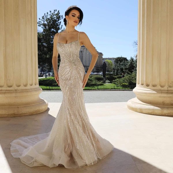 rochie de mireasa sirena cu pietre africa